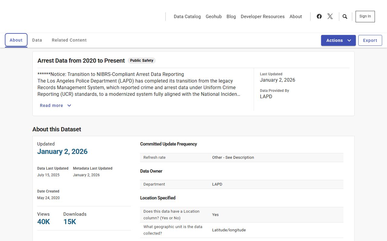 Los Angeles criminal court records LAPD arrest data portal