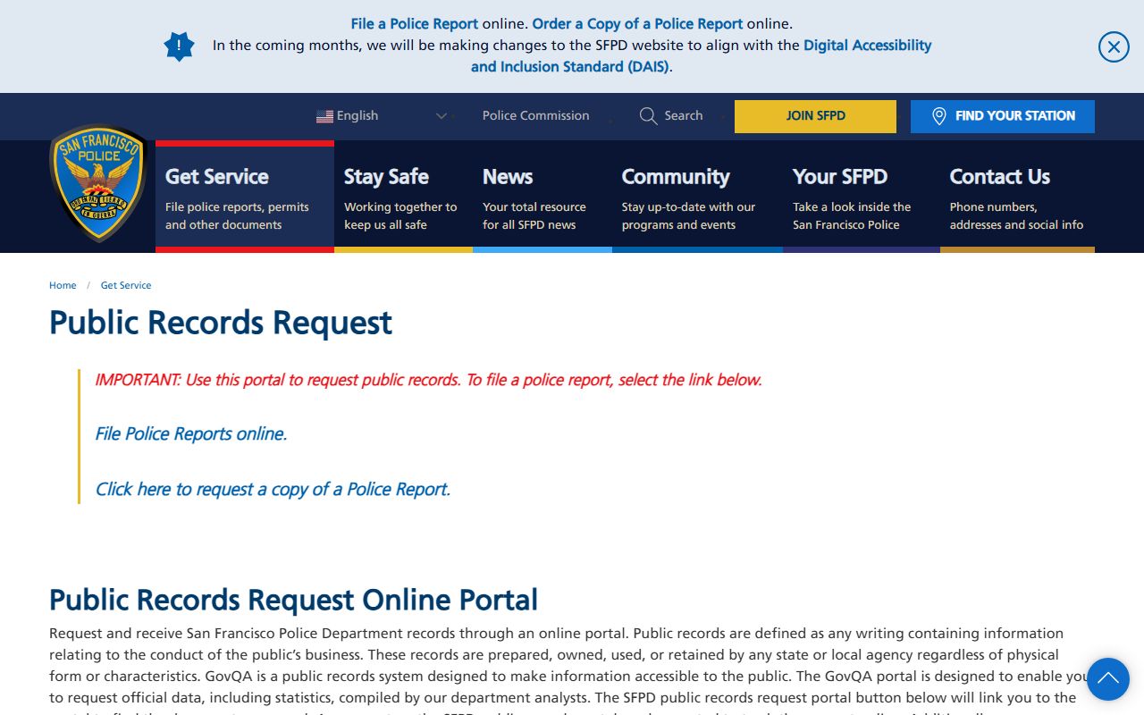 San Francisco criminal court records SFPD public records request