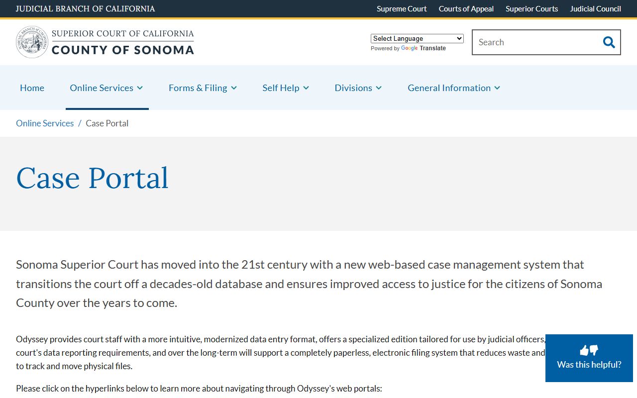 Santa Rosa criminal court records Sonoma County case portal