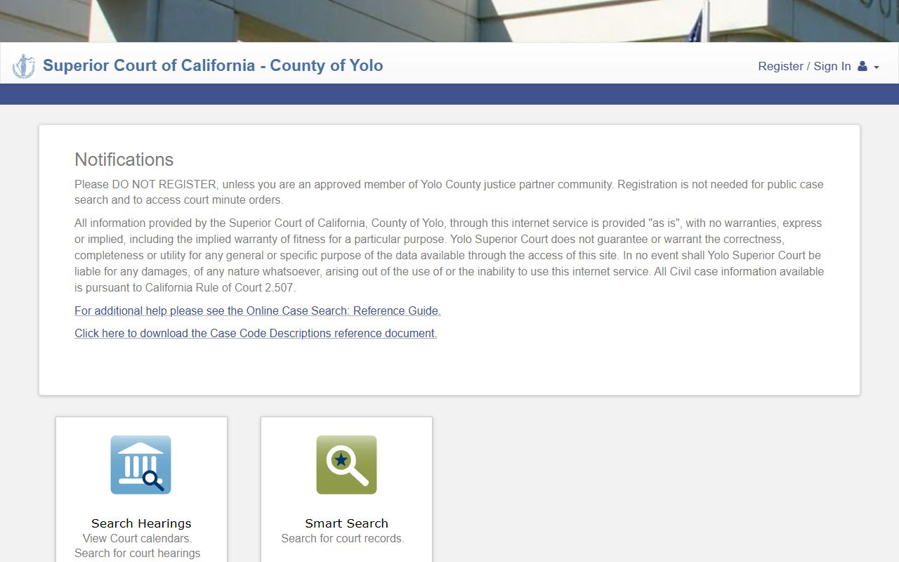 Yolo County criminal court records Tyler Odyssey portal