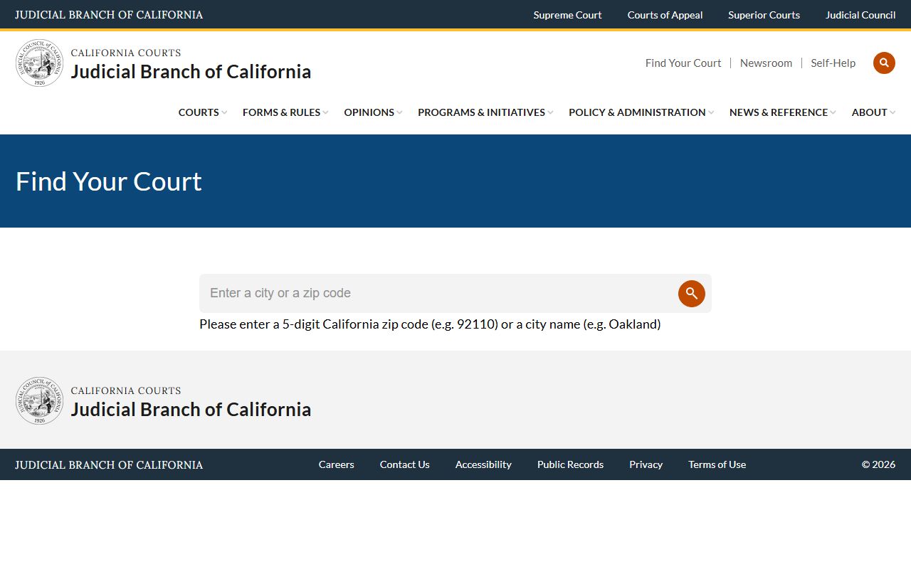 Find your local California Superior Court for criminal cases
